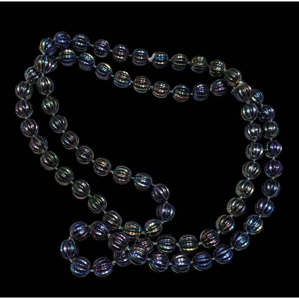 Mystical Oil Slick Black Plastic Beaded Necklace